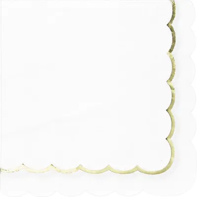 Obrázok produktu pre 16 servítok biela zlatá vlnitá 33x33cm -