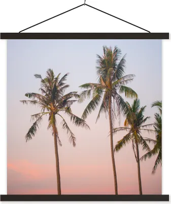 Produktbild von MuchoWow® Textilposter Tropisch - Palmen - Sonnenuntergang 60x60 cm mit schwarzem Rahmen - Posteraufhänger