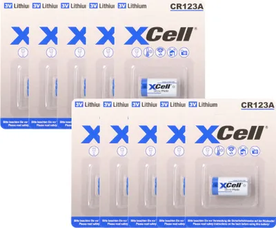 Immagine prodotto di 10x XCell CR123A 2/3A batteria al litio - 1500 mAh per i vostri dispositivi