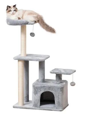 Immagine prodotto di Albero per gatti - Tiragraffi - con piattaforma - ideale per riposare, fare esercizio e giocare - realizzato in pannello di legno e rivestito in morbido peluche