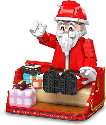 Produktbild von Weihnachtsmann Klemmbausteine Bausatz Modell 10072 mit gedruckter Bauanleitung