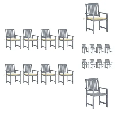 Produktbild von vidaXL Gartenstühle mit Kissen 8 Stk. Massivholz Akazie Grau -  Gartenstühle