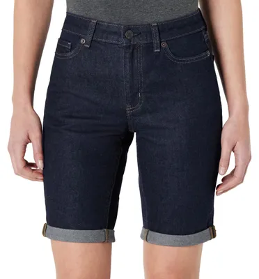 Immagine prodotto di A. Pantaloncini bermuda da donna slim-fit in denim, con tasche, effetto lavaggio, taglia 40