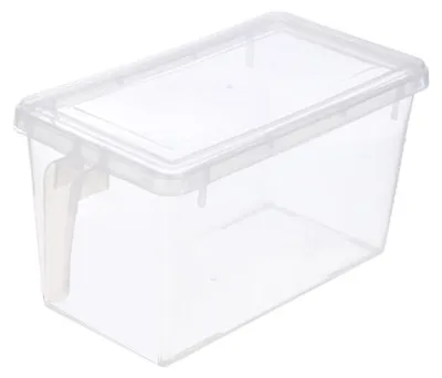 Produktbild von Kühlschrank-Lebensmittelbox, transparenter, rechteckiger, stapelbarer Kühlschrank-Aufbewahrungsbehälter mit Deckelgriff
