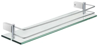 Obrázek produktu pro Polička do sprchy, skleněná, nerezová ocel, 50 cm, leštěná