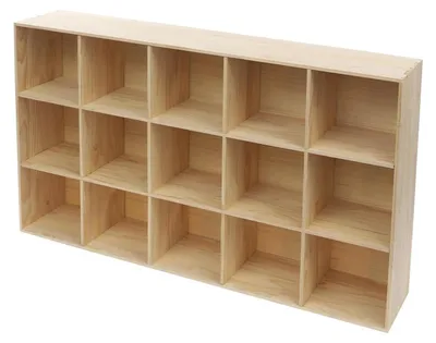 Image de Étagère cubique en bois massif, dimensions 150x30x90 cm, avec 15 compartiments