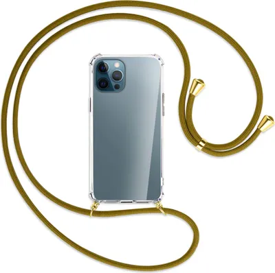 Produktbild von Handykette Backcover-Schutzhülle mit Band (Metall goldfarben) für Apple iPhone 12 Pro Max - khaki