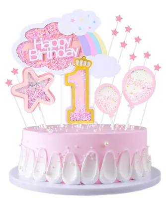 Geburtstagstorten-Dekoration Regenbogen-Wolke Cake Topper Set