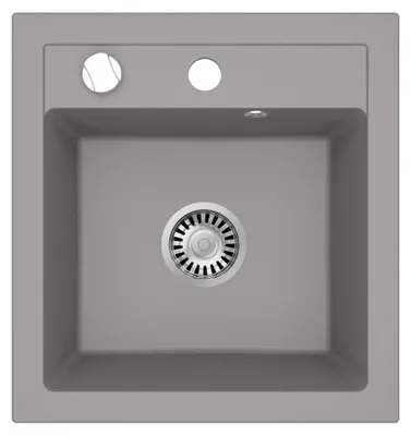 Produktbild von [Granitspüle 48x50 in verschiedenen Farben]Hochwertig beidseitig Montierbar Küchenspüle Eckig Einbaugranitspüle Granit Spülbecken f. Unterschränke ab 45 cm inkl.Siphon Set, Farben:Beige