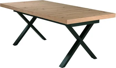 Produktbild von Esstisch - 200 x 100 cm - Asteiche Nachbildung - Schwarz - Metallgestell