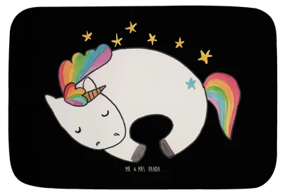 Produktbild von Mr. & Mrs. Panda badezimmermatte Einhorn Nacht - Schwarz - Geschenk, Unicorn, Badematte, Badezimmerteppich, Freundin, Menschen, Einhörner, duschmatte, Badteppich