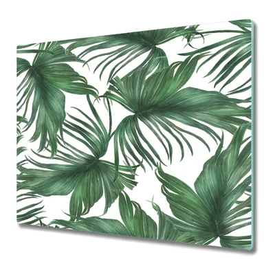 Produktbild von Küchenschneidebrett - Schneidebrett Glas - Herdabdeckung - 60x52 - Palmblattmalerei