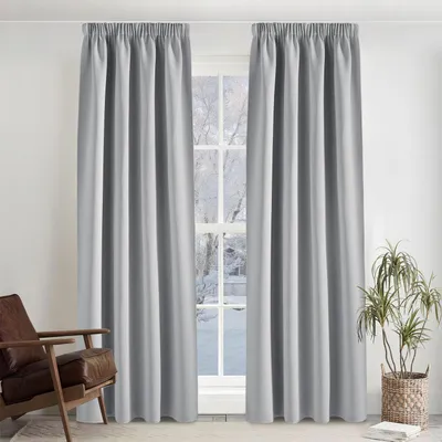 Zdjęcie produktu dla Zasłony termoizolacyjne, kolor srebrnoszary, wymiary 245 cm (wysokość) x 140 cm (szerokość), zestaw 2 sztuk