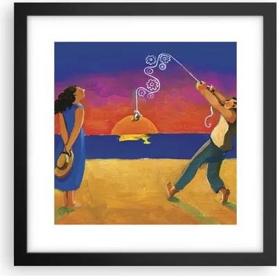 Produktbild von Gerahmtes Poster - Schwarzer Rahmen - Symbol Liebe Surrealismus - 30x30 cm - Wand Bild - Wanddeko - Wandbilder - Kunstposter - Wandposter - Bilderrahmen - Bilder - Kunstdruck - P2BAC30x30-4411