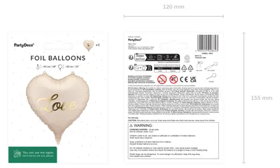 Zdjęcie produktu dla Balony foliowe w kształcie serca z napisem „Love” 35 cm kremowo-złote