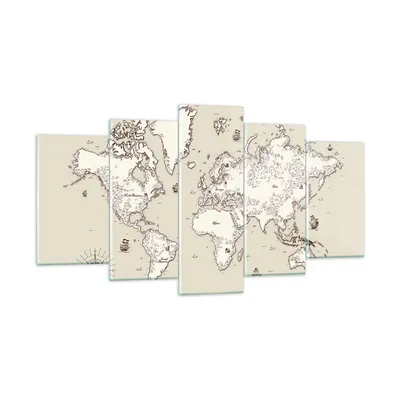 Produktbild von Bilder auf glas - Karte Welt Klassiker Kontinente - 160x85cm - Glasbilder - Wandbilder - Kunstdruck - zum Aufhängen bereit - Wanddekoration aus Glas - Glas Bilder - Wandbild auf Glas - GEA160x85-2910