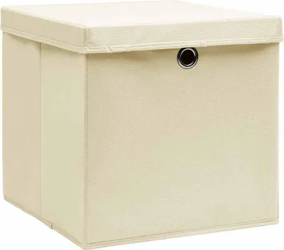 Obrázek produktu pro vidaXL Úložné boxy s víkem 10 ks. Krémová 32x32x32 cm Látka
