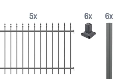 Immagine prodotto di Alberts 510336 Set completo di recinzione Chaussee, da avvitare, antracite, altezza 120 cm, lunghezza 10 m