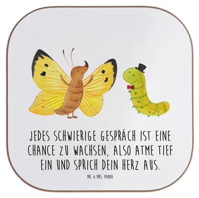 Produktbild von Mr. & Mrs. Panda Untersetzer für Gläser Ein schwieriges Gespräch führen - Weiß - Geschenk, Zuversicht, Tasse, Trost, Vertrauem, offene Kommunikation, Coaster, Mutmacher