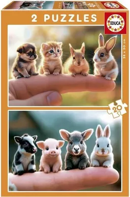 Immagine prodotto di Puzzle, EDUCA Bébés Animaux, 2 x 20 pezzi, 28 x 20 cm, dai 24 mesi in su