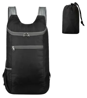 Productafbeelding van Ultraleichte Vouwrugzak voor Wandelen en Reizen - Waterdicht en Compact (Zwart)