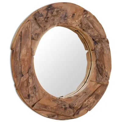 Image de Miroir décoratif teck 80 cm rond
