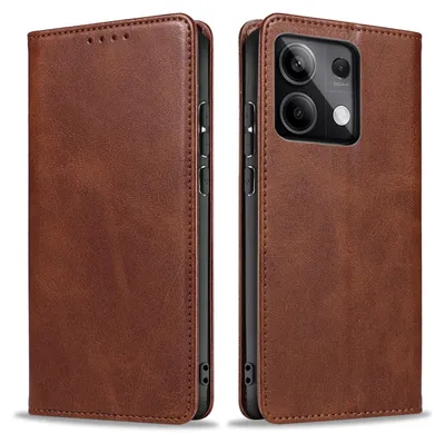 Produktbild von Handyhülle für Xiaomi Redmi Note 13 Pro 5G Kunstleder Flip Cover Hülle Klapphülle Case Kartenfach Farbe: Dunkelbraun