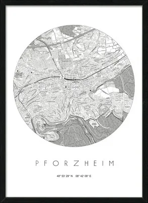 Produktbild von Gerahmtes Bild Pforzheim Landkarte 53x73 cm