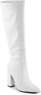 Productafbeelding van Kniehoge dameslaarzen met spitse neus en 10 cm hak, wit, maat 40 EU
