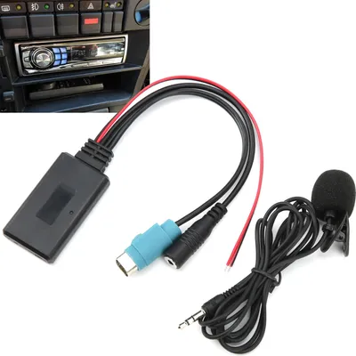 Produktbild von Bluetooth 5.0 AUX-Kabeladapter mit Mikrofon, passend für Alpine KCE-236B CDA-9852/E CDE-9887/R