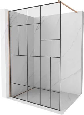 Image de Mexen Kioto Paroi de douche à l'italienne 80 x 200 cm, motif noir 8 mm, cuivre brossé - 800-080-101-65-78