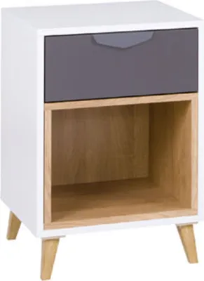 Image de Table de chevet TAMANI - chêne lefkas / blanc / graphite