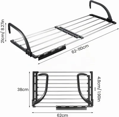 Produktbild von Ausziehbarer Wäscheständer für Heizkörper und Balkon, 64-110cm