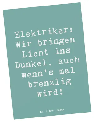 Produktbild von Mr. & Mrs. Panda Postkarte Spruch Elektriker Lichtbringer - Meeresbrise - Geschenk, Wertschätzung, Ansichtskarten, Berufe, Strom, Handwerk, Beruf, Postkarten, bildkarte