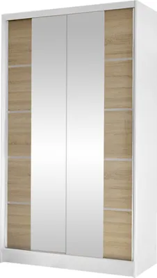 Produktbild von MIRJAN24 Schiebetürenschrank Diego V, Kleiderschrank, Stilvoll Schlafzimmer Garderobenschrank (Farbe: Weiß / Sonoma Eiche)