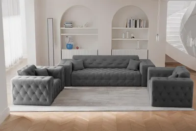 Produktbild von Sofaset Designersofa CHANTAL 3-1-1 in Stoff Moly Anthrazit