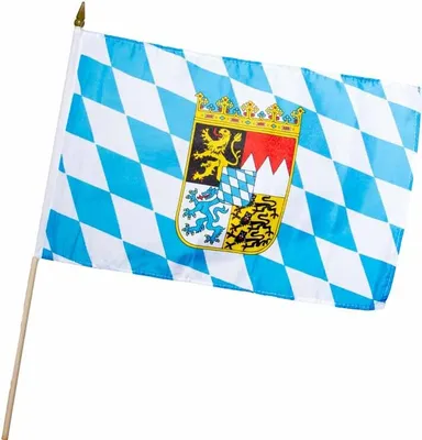 Produktbild von Stock-Flagge 30 x 45 : Bayern mit Wappen