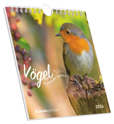 Produktbild von Alpha Edition - Vögel in unserem Garten 2026 - Postkartenkalender 16×17 cm mit 53 heimischen Vogelmotiven, dekorativer Tisch- & Wandkalender zum Verschicken, Sammeln & Verschenken
