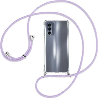 Produktbild von Handykette Backcover-Schutzhülle mit Band (Metall silberfarben) für Motorola Moto G62 5G (6.5'') - violett