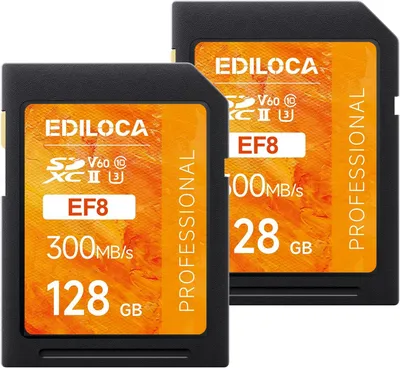 Zdjęcie produktu dla Karta pamięci SD 128GB UHS-II, 2 sztuki, szybka karta pamięci do nagrywania wideo 4K