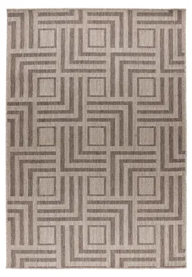 Produktbild von Padiro Design Kurzflor-Teppich 60 x 110 cm - Dunkelbeige - modernes geometrisches Muster - für den Innen- und Außenbereich - für Fußbodenheizung