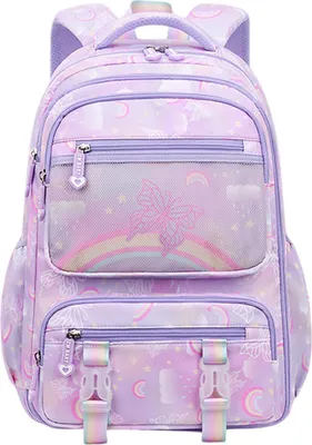 Produktbild von Schulrucksack Mädchen, Kinderrucksack, Kucksack Mädchen, Schultasche, Lila, L(46x30cm)