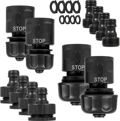 Produktbild von WALTER Schlauchadapter Set 20-TLG., kompatibel mit Allen gängigen Wasseranschlüssen, enthält Verschiedene Schlauchanschlüsse und Adapter, inkl. Schlauchverbinder mit Aquastop in verschiedenen Größen