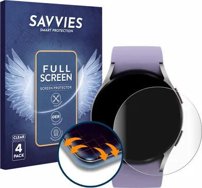 Produktbild von 4x Savvies Fullscreen Schutzfolie für Samsung Galaxy Watch 5 (40mm) Displayschutz Folie Fullcover Klar Transparent