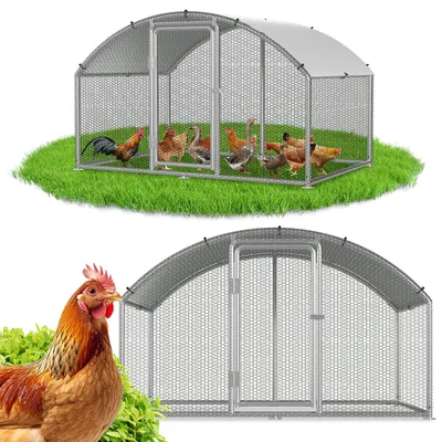Obrázek produktu pro Kurník ISOISL s voliérou, rozměry 3 x 2 x 2 metry, plocha 6 m², oblouková střecha, konstrukce z pozinkované oceli o tloušťce 25 mm, oplocení z PVC drátěného pletiva a bílá ochranná plachta z polyetylénu