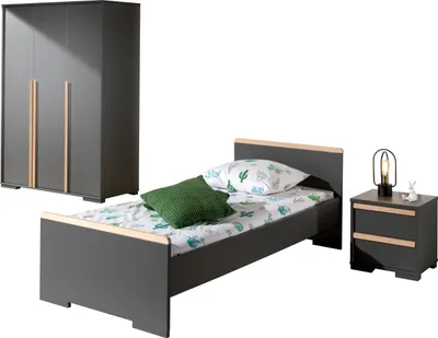 Produktbild von Jugendzimmer-Set >LONDON< in Anthrazit/Buche