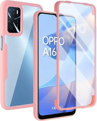 Produktbild von OPPO A16 Schutzhülle, Eingebautem Displayschutz 360 Grad Komplettschutz Handyhülle für OPPO A16/A16S/A54S/A54 4G/A55 Pink
