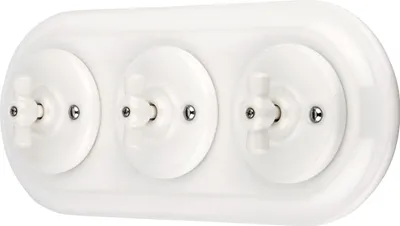Image de Interrupteur rotatif encastré en porcelaine Retro 3x, tout-en-un, SET série PR1 blanc