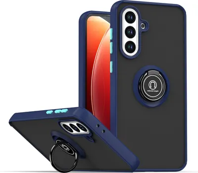 Image de Etui pour Samsung Galaxy A56 étui TPU translucide mat avec porte-anneau et support Bleu foncé