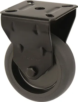 Produktbild von Bockrolle - Möbelrolle Schwarz 75 mm Gummi mit Platte - Pro Stück